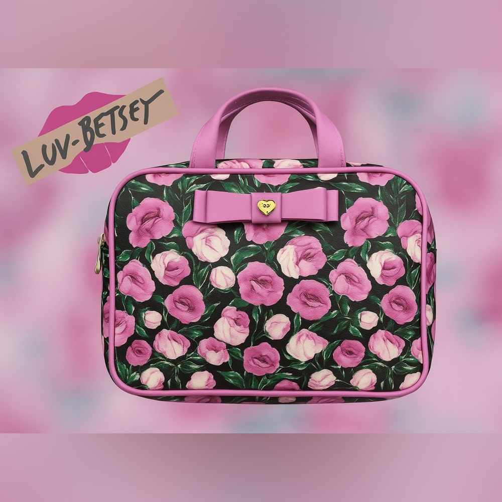 Betsey Johnson Roses Bow Cosmetic Weekender